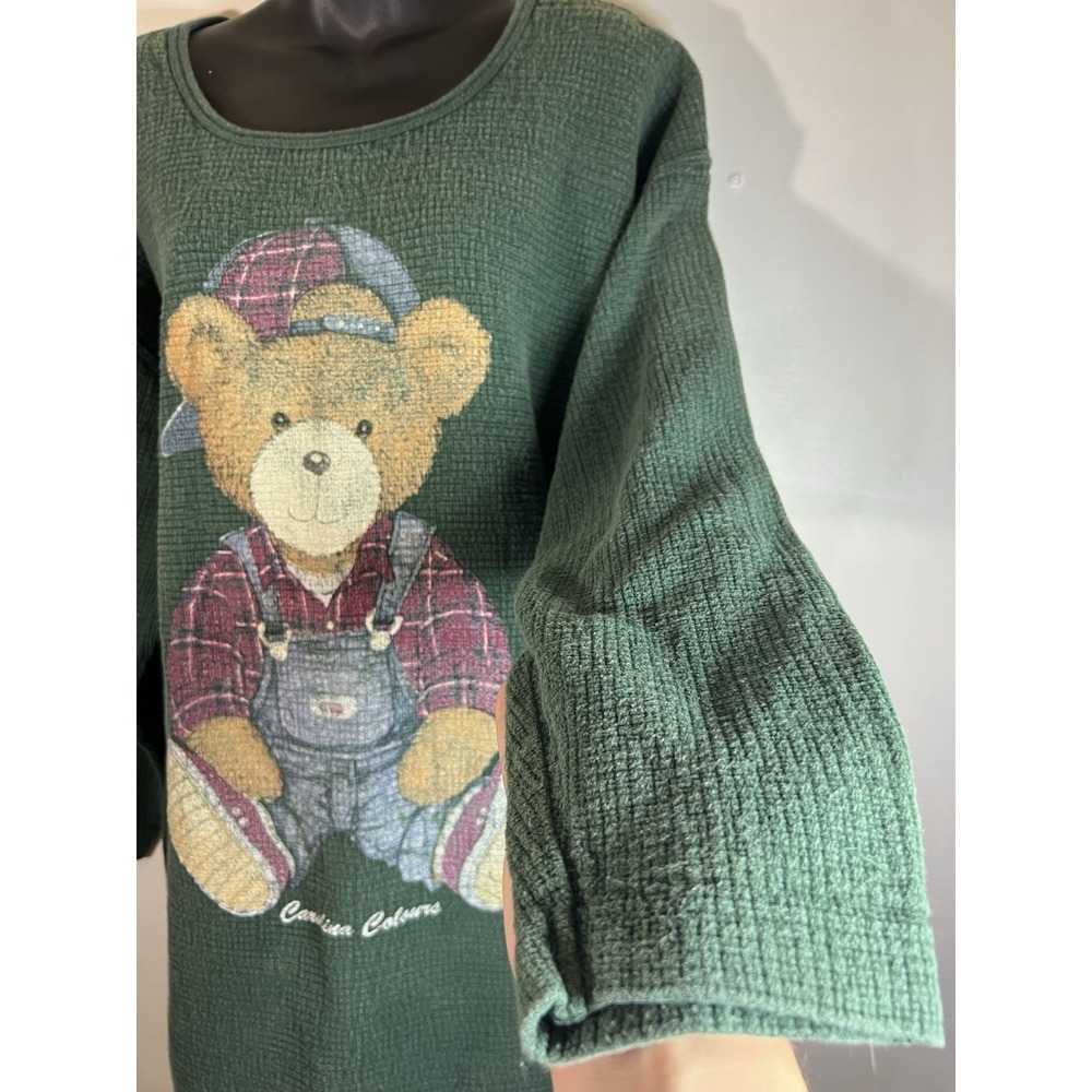 Vtg 90s 80s Teddy Bear Women's 3XL Sweater Moomoo Cozy Grandma Carolina Colours - Picture 3 of 6